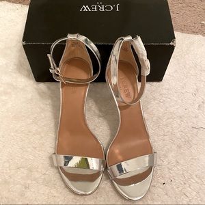 J Crew Silver heeled sandals size 8. Never worn.
